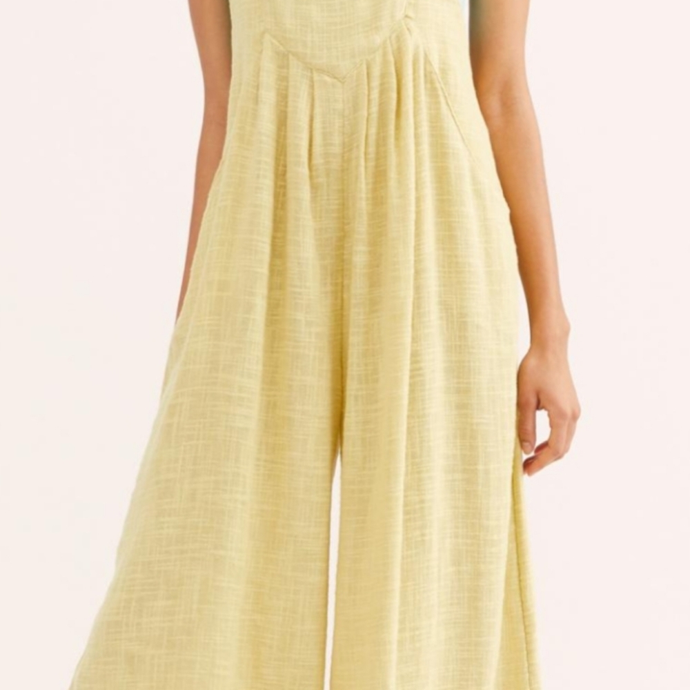 Free people sun drenched sunny yellow overalls